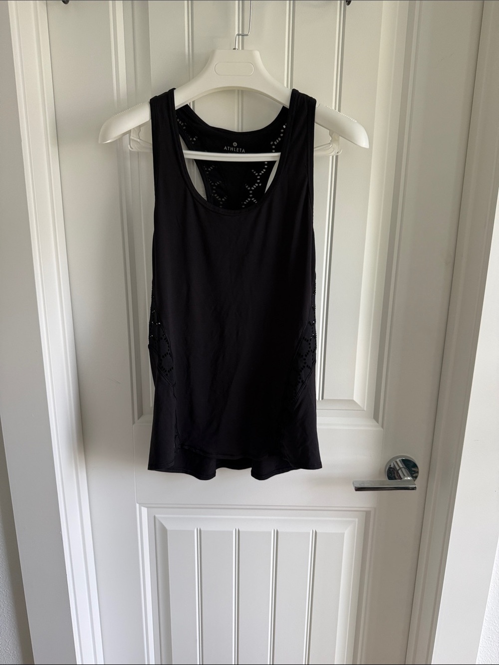 Athleta Black Racerback Tank with Side Laser-Cut Detail